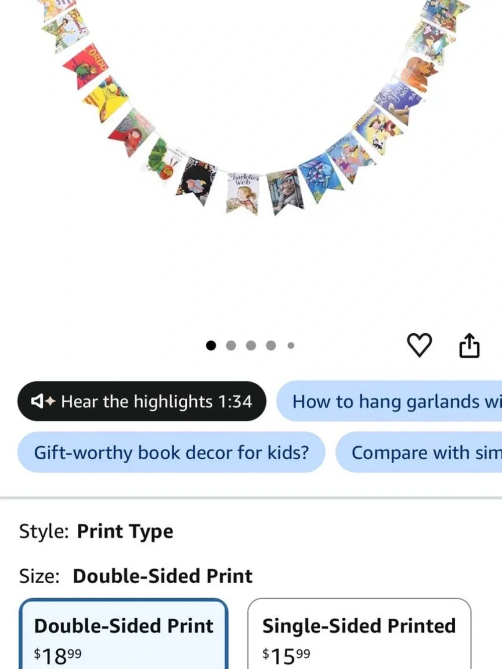 Children's Storybook Garland - Double-Sided Print, Multicolor